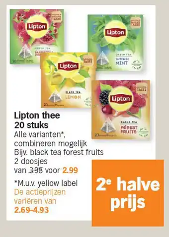 Albert Heijn Lipton thee 20 stuks aanbieding