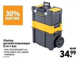 GAMMA Stanley gereedschapswagen 2-in-1 box 47.3x30.2x62.7 cm aanbieding