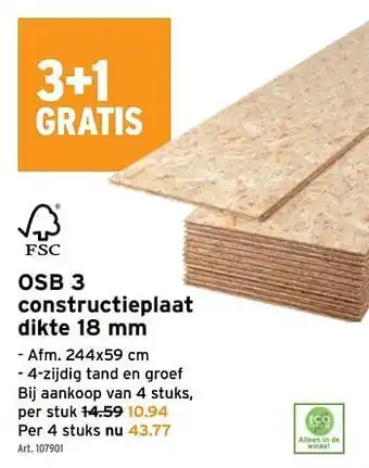 GAMMA Osb 3 constructieplaat 18 mm 244x59 cm aanbieding