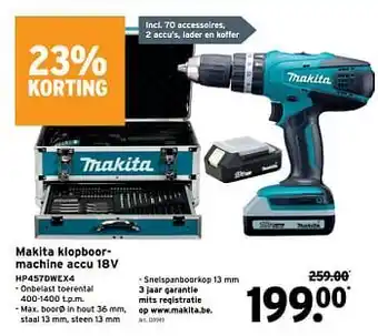 GAMMA Makita klopboormachine accu 18v hp457dwex4 aanbieding