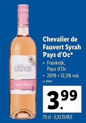 Chevalier de fauvert syrah pays d`oc