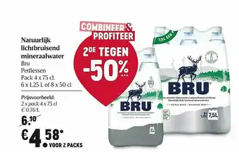 Delhaize Natuurlijk Lichtbruisend Mineraalwater Bru Petflessen aanbieding