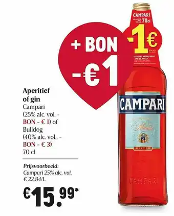 Delhaize Aperitief Of Gin Campari aanbieding