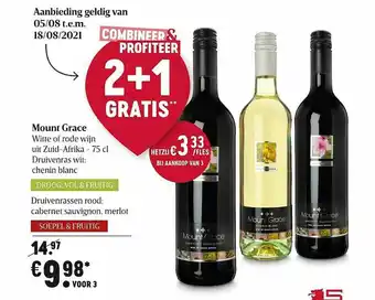 Delhaize Mount Grace Witte Of Rode Wijn Uit Zuid - Afrika - 75 Cl aanbieding