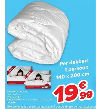 Hyper Carrefour Dekbed 1 Persoon 140x200 Cm aanbieding