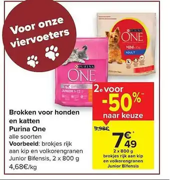 Carrefour Market Brokken Voor Honden En Katten Purina One aanbieding