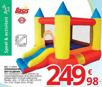 Maxi Toys Oasis Springkasteel Met Glijbaan h185 x br280 x d210 cm aanbieding