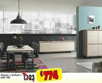 Budget Meubelen Dressoir + barkast + tafel 180 aanbieding