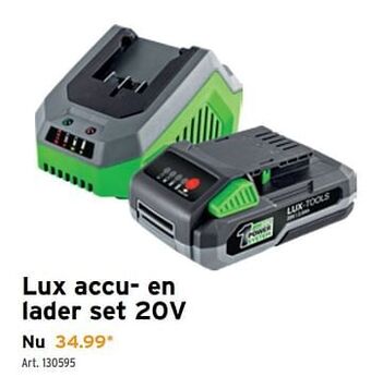 GAMMA Lux accu- en lader set 20v aanbieding