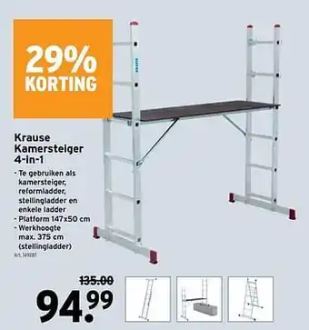 GAMMA Krause kamersteiger 4-in-1 147x50 cm aanbieding