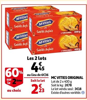 Auchan Mc vities original 2 x 400g aanbieding