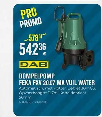 Meno Pro Dab Dompelpomp Feka Fxv 20.07 Ma Vuil Water aanbieding