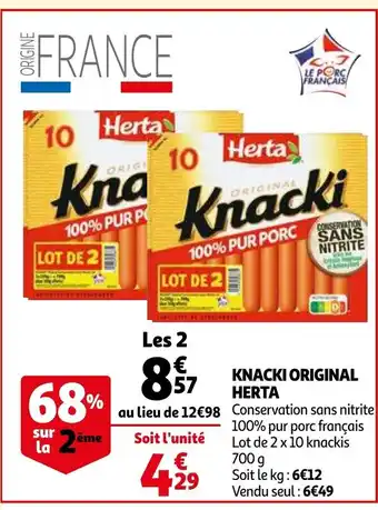 Auchan Herta knacki original 700g aanbieding