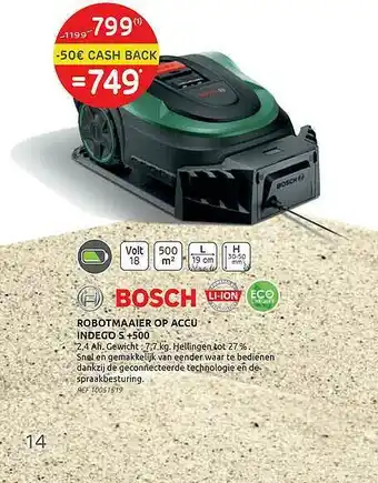 Brico Bosch Robotmaaier Op Accu Indego S +500 aanbieding