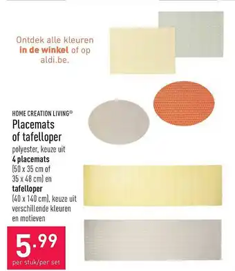 ALDI Home Creation Living Placemats Of Tafelloper aanbieding
