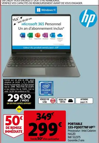 HP portable 15S-FQ0077NF ref. 512375