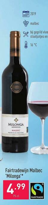 ALDI Fairtradewijn Malbec 'milonga' aanbieding