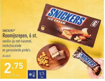 ALDI Snickers Roomijsrepen 6 St. aanbieding