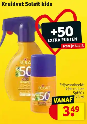 Kruidvat Solait kids roll-on Spf50+ 75ml aanbieding