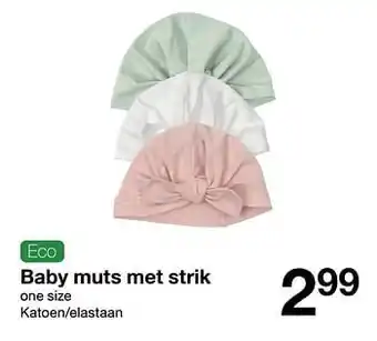 Zeeman Baby muts met strik aanbieding