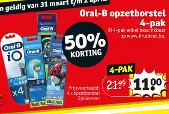 Kruidvat Oral-B opzetborstel spiderman 4-pak aanbieding