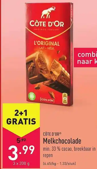 ALDI Cote D'or Melkchocolade aanbieding