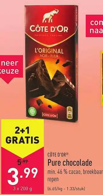 ALDI Cote D'or Pure Chocolade aanbieding