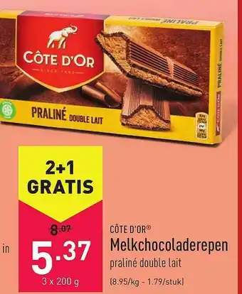 ALDI Cote D'or Melkchocoladerepen aanbieding