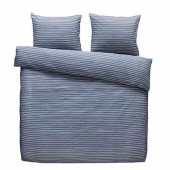 Leen Bakker Easy dekbedovertrek Rees - grijsblauw - 200x200 cm - Leen Bakker aanbieding