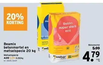 GAMMA Beamix betonmortel en metselspecie 20 kg aanbieding
