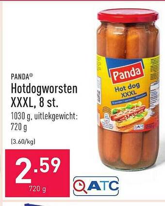 ALDI Panda Hotdogworsten Xxxl, 8 St. aanbieding