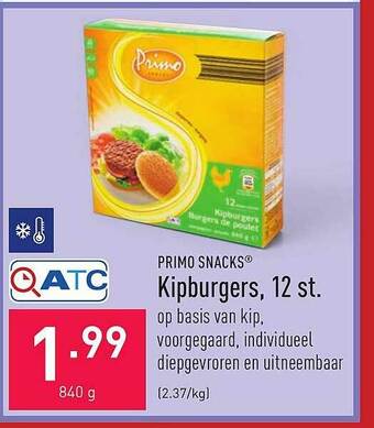 ALDI Primo Snacks Kipburgers 12 St. aanbieding