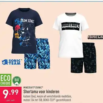 ALDI Minecraft - Sonic Shortama Voor Kinderen aanbieding