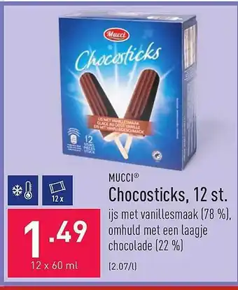 ALDI Mucci Chocosticks 12 St. aanbieding
