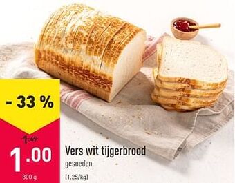 ALDI Vers wit tijgerbrood 800 g aanbieding