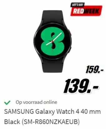 MediaMarkt Samsung galaxy watch 4 40MM black (SM-R860NZKAEUB) aanbieding