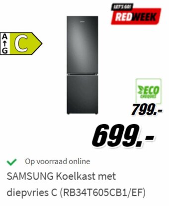 MediaMarkt Samsung koelkast met diepvries C (RB34T605CB1/EF) aanbieding