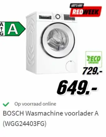 MediaMarkt Bosch wasmachine voorlader A (WGG24403FG) aanbieding