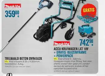 Makita Trilnaald Beton Dvr450zk, Accu Kruiwagen Lxt 18v