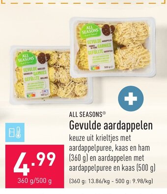 ALDI All Seasons gevulde aardappelen 360 g / 500 g aanbieding