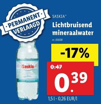 Lidl Saskia Lichtbruisend mineraalwater aanbieding