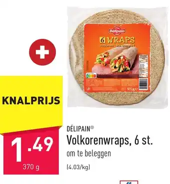 ALDI Délipain Volkorenwraps 6st 370g aanbieding
