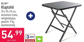 ALDI Belavi Klaptafeltje 70 x 70 x 74cm aanbieding