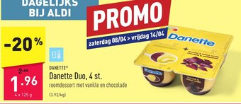 ALDI Danette Duo 4 x 125g aanbieding