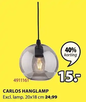 Jysk Carlos hanglamp 20x18 cm aanbieding
