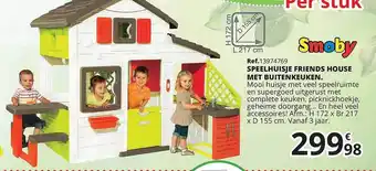 Maxi Toys Smoby Speelhuisje Friends House Met Buitenkeuken h172 x br217 x d155 cm aanbieding