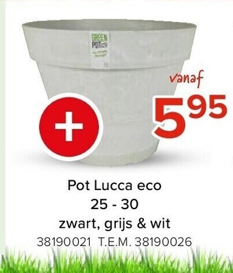 Pot lucca eco 25 - 30 zwart, grijs & wit