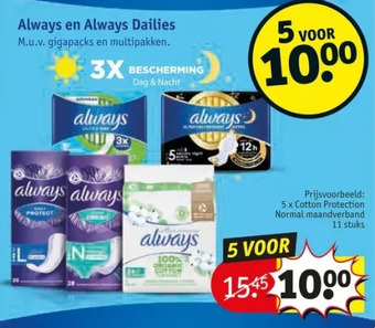Kruidvat Always en always dailies aanbieding