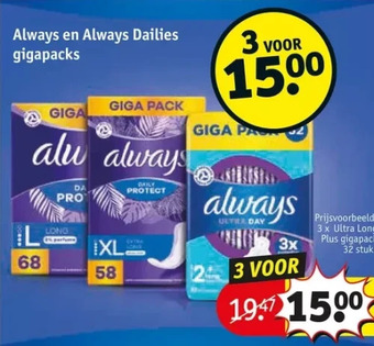 Kruidvat Always en always dailies gigapacks aanbieding
