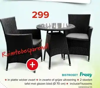 Euroshop Bistroset praag ★ in platte wicker zwart ★ in zwarte of grijze uitvoering aanbieding